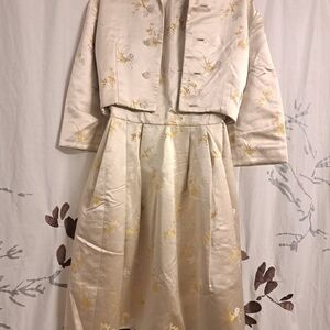 Elegant Floral Embroidered Dress and Jacket Set